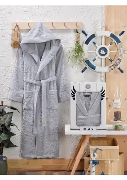 Philippus Berbera Erkek Kapşonlu Bornoz Gri - Yüksek Kalite ve Konfor Sunan Modern Tasarım