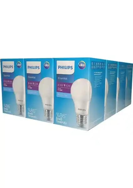 Philips 8W (60W) Beyaz LED Ampul 12'li Set Enerji Verimli ve Dayanıklı Aydınlatma Çözümü