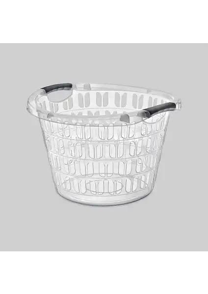 Poly Time Yuvarlak Şeffaf Çamaşır Sepeti 33 Lt Dayanıklı ve Şık Tasarım