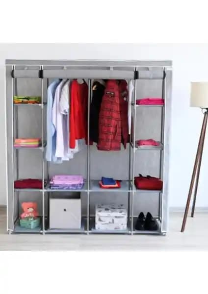 PorBig Tokyo Çok Raflı Çelik Profilli Bez Dolap: Dayanıklı ve Estetik Depolama Çözümü