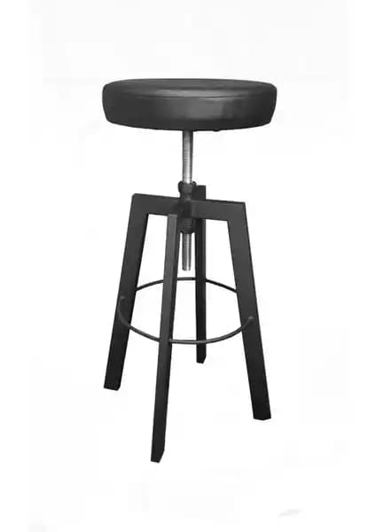 Presto Marka Modern ve Dayanıklı Bar Sandalyesi ve Taburesi - Siyah Deri ve Metal Tasarım