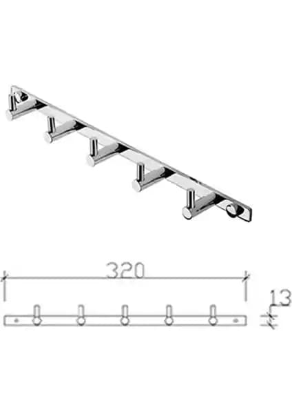 Prima 5'li Banyo Askısı Paslanmaz Krom Modern Tasarım ve Dayanıklılık