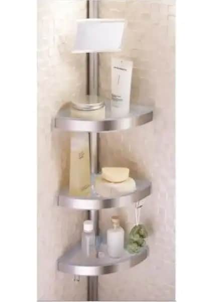 Primanova Alüminyum Yaylı Banyo Köşe Rafı Aynalı N06 ile Modern ve Fonksiyonel Banyo Düzeni