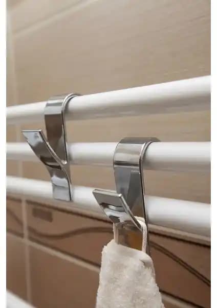 Primanova Havlupan Askılığı 4'lü Krom Kaplama Plastik Pratik ve Estetik Banyo Aksesuarı