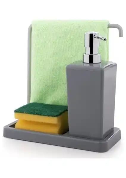 Primanova Luna Askılı Mutfak Sıvı Sabunluk Gri - Dayanıklı ve Çok Yönlü Mutfak Aksesuarı