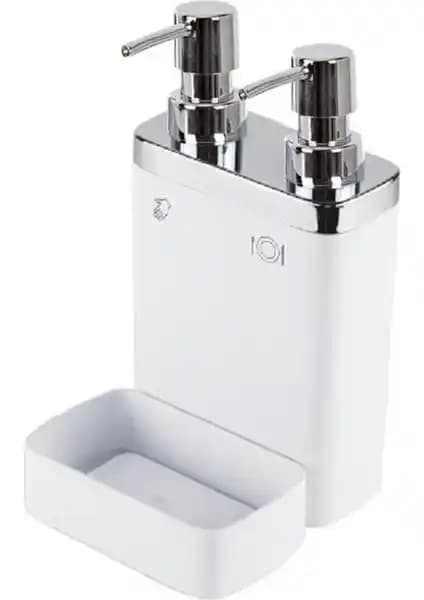 Primanova Viva Süngerlikli İkili Sıvı Sabunluk Beyaz Modern Tasarım ve Dayanıklılık