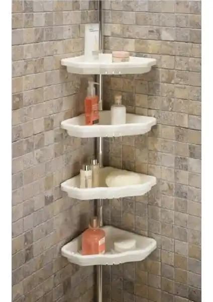 Primanova Yaylı Banyo Köşe Rafı Beyaz: Kolay Montaj ve Ayarlanabilir Yükseklikle Modern Banyo Çözümü