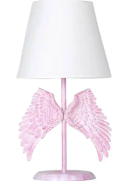 QDEC Modern Melek Abajur Pembe Beyaz İç Mekan Dekorasyonunda Şıklık ve Fonksiyonellik