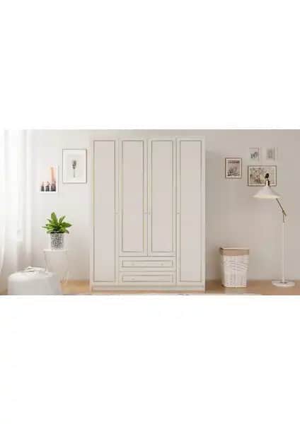 Rabi Mobilya Gold Country 4 Kapak 2 Çekmeceli Gardırop Modern ve Dayanıklı Tasarım