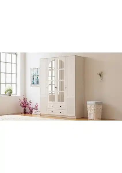 Rabi Mobilya Izel Country 4 Kapak 2 Çekmeceli Gardırop: Şık ve Fonksiyonel Tasarım