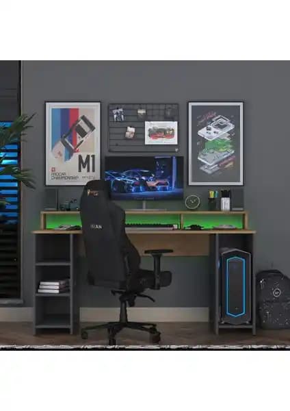 Rani HA122 LED Işıklı RGB Raflı Oyuncu ve Çalışma Masası Özellikleri ve Tasarımı