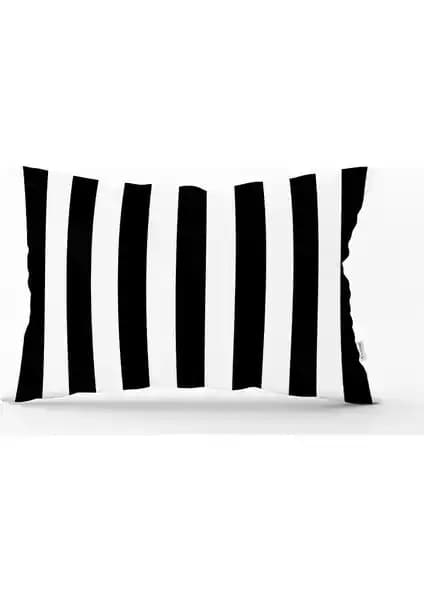 RealHomes Siyah Beyaz Çizgili Dekoratif Dikdörtgen Yastık Kılıfı Modern ve Şık Tasarımıyla Ev Dekorasyonunuza Uygun