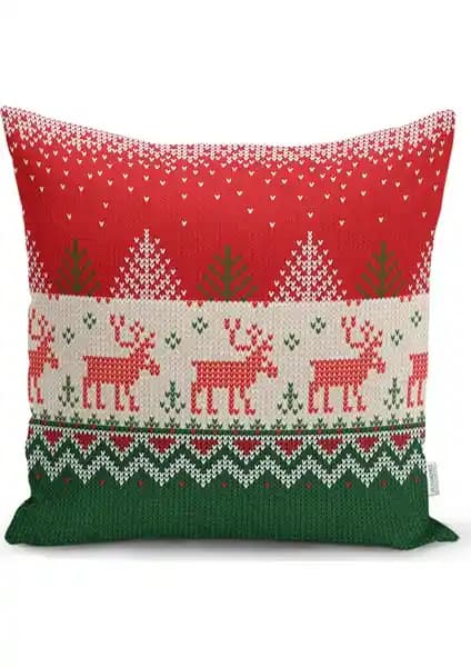 RealHomes Yılbaşı Temalı Dekoratif Yastık Kılıfı 43x43 cm, Estetik ve Dayanıklı Tasarım
