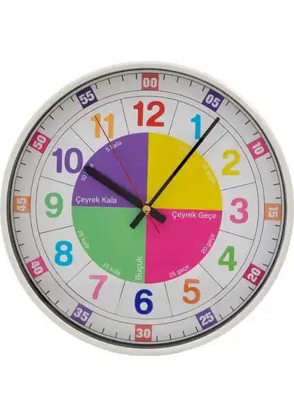 Regal Venüs Çocuk Odası Eğitici ve Öğretici Sessiz Duvar Saati - Renkli ve Şık Tasarım