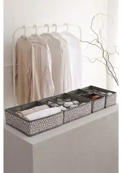 Rek Home 4'lü Gri Çocuk Odası Dolap Organizer Seti Uzun Ömürlü ve Şık Tasarım