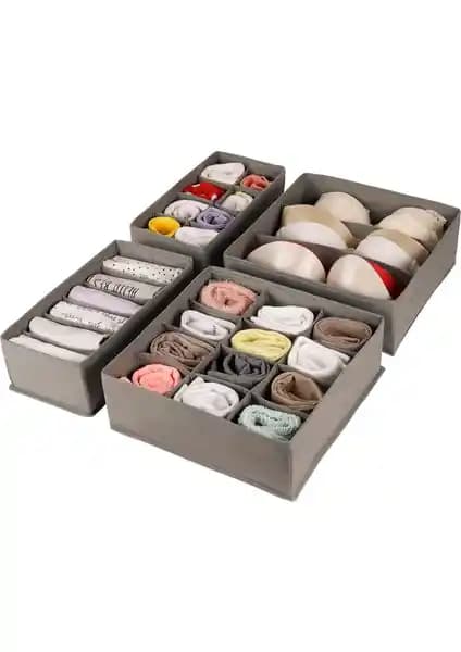 Rek Home 4'lü Gri Çocuk Odası Düzenleyici Seti Fonksiyonel ve Şık Tasarım