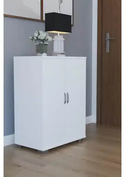 Remaks 2 Kapaklı 3 Bölmeli Ayakkabılık Beyaz Modern Tasarım ve Fonksiyonellik