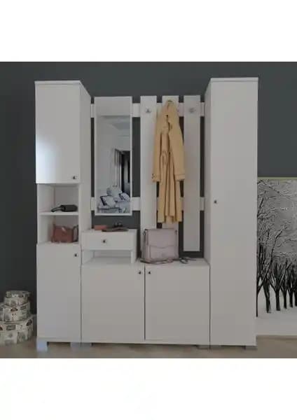 Remaks Manolya Vestiyer Portmanto Takımı Beyaz Modern ve Fonksiyonel Tasarım