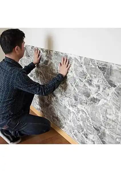 Renkli Duvarlar Gri Alaca 3D Kendinden Yapışkanlı Duvar Kağıdı ile Modern ve Dayanıklı İç Mekan Dekorasyonu