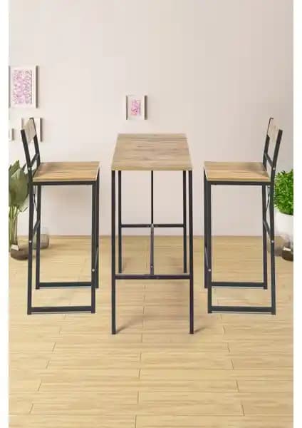 RetoDesign Siyah Metal Ayaklı Yemek Bar Masası Takımı Modern ve Şık Tasarım Özellikleri