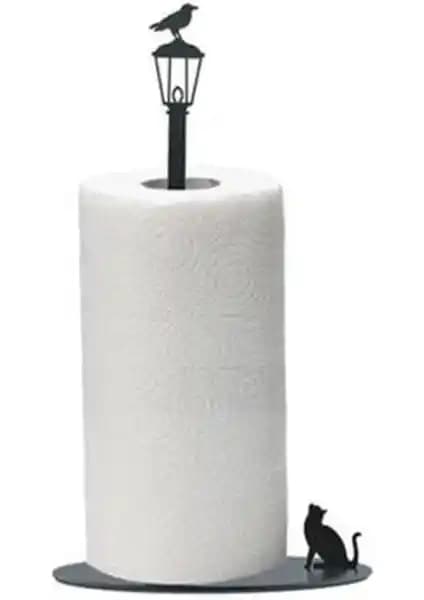 Risingmaber Metal Kedi ve Kuş Figürlü Dekoratif Kağıt Havluluk Modern Tasarım