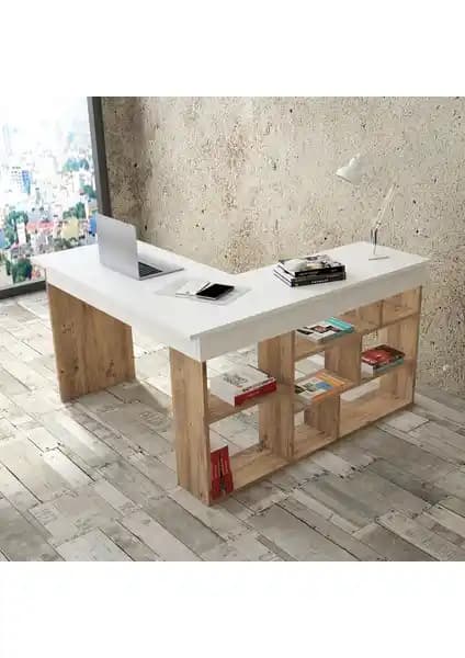 Robin Home Boston Kitaplık Raflı Çalışma Masası: Modern ve Dayanıklı Ofis ve Ev İçin Uygun