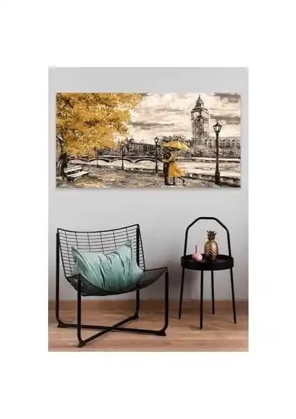 Romantik Sonbahar Temalı 60x120 cm Duvar Kanvas Tablo ile Evinize Şıklık Katın
