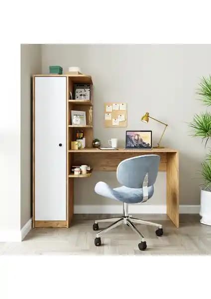 Roomart Roma Raflı Çalışma Masası Modern Ofis ve Ev Kullanımı İçin Uygun