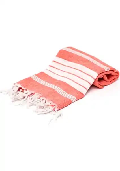 Rosa Bianca Turuncu Beyaz Şeritli Pamuk Peştamal: Estetik ve Konforun Buluşması