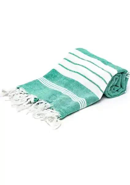 Rosa Bianca Yeşil Beyaz Şeritli Pamuk Peştamal: Şık ve Dayanıklı Çok Amaçlı Kullanım İçin