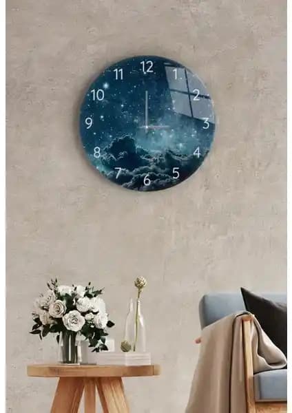 Saban Duvar Saati Cam Sessiz Akar Model 12 27 cm Modern ve Minimal Tasarım