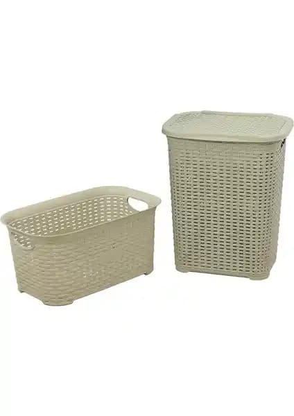 Sağlam Plastik Rattan Görünümlü Kirli Çamaşır Sepeti: Modern ve Dayanıklı Çözüm