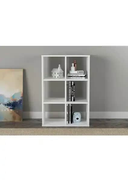 Sanal Mobilya Cube 6 Raflı Kitaplık Modern ve Dayanıklı Depolama Çözümü