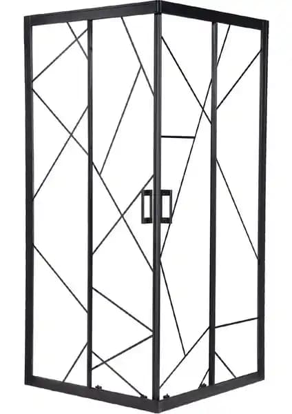Sanica Hawk 5mm Cam Duşakabin Kare Dekoratif Çizgi Desenli Modern Banyo Tasarımı