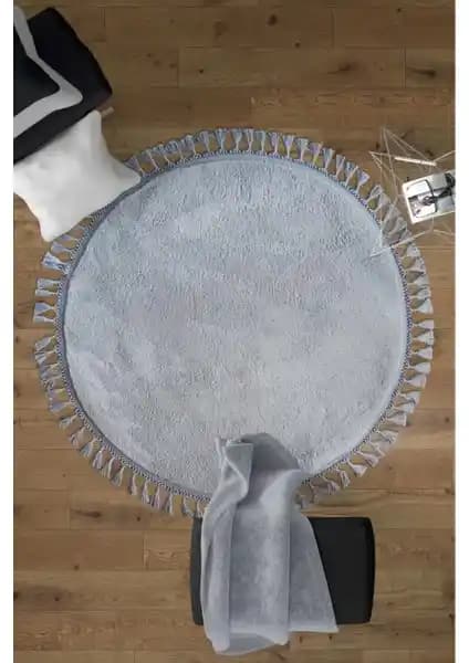 Saraz Halı Comfort Puffy Gri Yuvarlak Modern Dekoratif Halı Yumuşak ve Dayanıklı