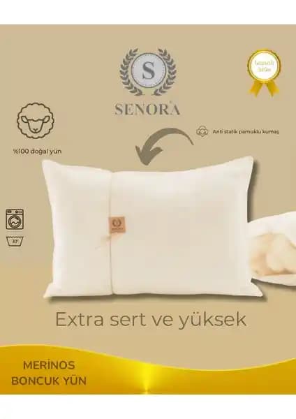 Senora Extra Sert ve Yüksek Doğal Yün Yastık: Sağlıklı ve Destekleyici Uyku İçin Doğal Seçenek