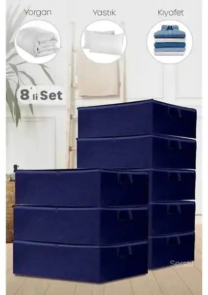 Serstil 8 Adet Lacivert Baza Altı ve Çekyat Tipi Hurçlar Fonksiyonellik ve Şıklık İçin Uygun