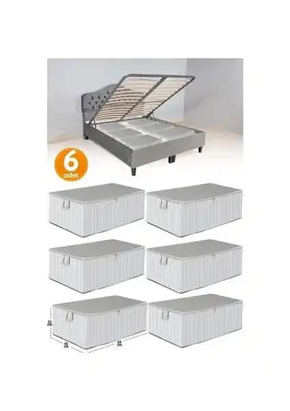 Serstil Antrasit Çizgili Büyük Boy Baza Altı ve Çekyat Tipi Hurç ile Evinizi Düzenleyin