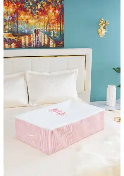 Serstil Mega Boy Baza Altı Pembe Çizgili Hurç ile Yatak Odası Düzeninizi Sağlamlaştırın