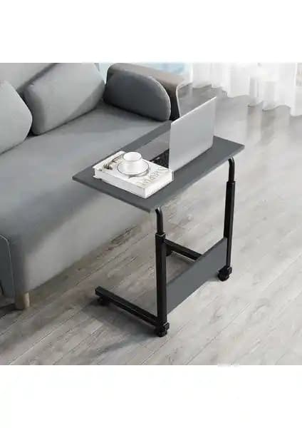 Servetavcı Yükseklik Ayarlı Laptop Sehpası Antrasit Tekerlekli Modern Ofis Mobilyası