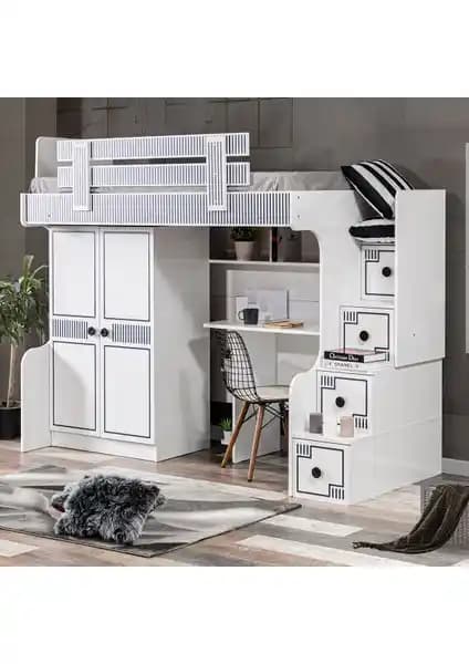 Setay Çizgi Ranza ve Çalışma Masası: Modern, Fonksiyonel ve Dayanıklı Mobilya Seti