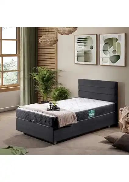 Setay Sofia İkili Tek Kişilik Baza ve Başlık Seti Antrasit Renk Modern Tasarım