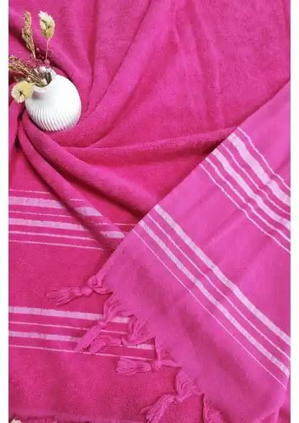 Sevim Tek Yüzlü Pamuk Havlu Peştemal Fuşya Modern ve Çok Yönlü Kullanım İçin Uygun