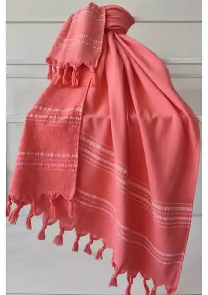 Sevim Tek Yüzlü Pamuk Havlu Peştemal Mercan Modern Tasarım ve Çok Yönlü Kullanım