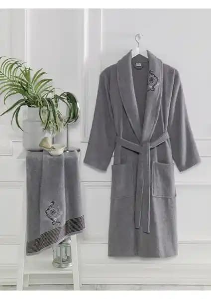 Şilay Home 2'li Havlulu Bornoz Seti Renkli ve Konforlu Pamuk Malzeme ile