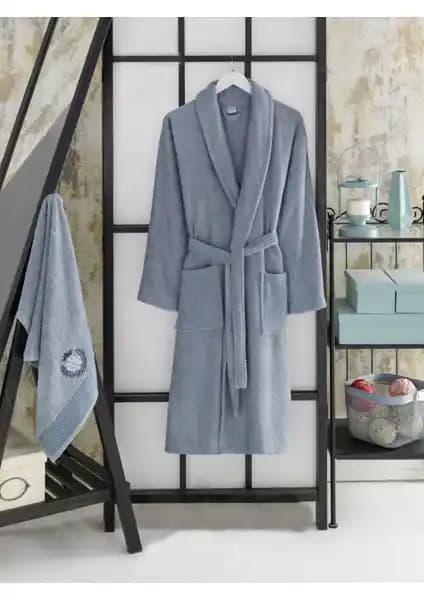 Şilay Home Indigo 2'li Havlulu Bornoz Seti Konfor ve Şıklık Sunar