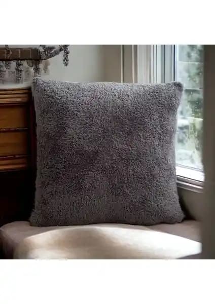 Sk Home Çift Taraflı Kuzu Peluş Teddy Puffy Polar Kırlent Kılıfı Modern ve Şık Ev Dekorasyonu İçin