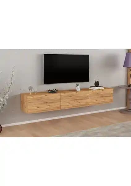 Smart Mobilya Arman 3 Kapaklı 180 cm Duvara Monte TV Ünitesi Atlantik Çam Renkli