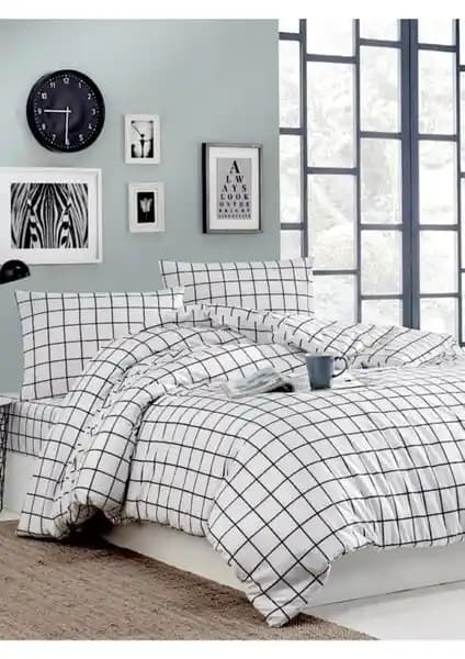 Snr Home Collection Beyaz Kareli Pamuklu Genç Odası Nevresim Takımı Özellikleri ve Tasarımı