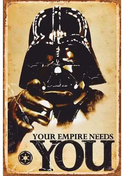 Star Wars Darth Vader Retro Vintage Ahşap Poster Duvar Dekorasyonu 20x30 cm